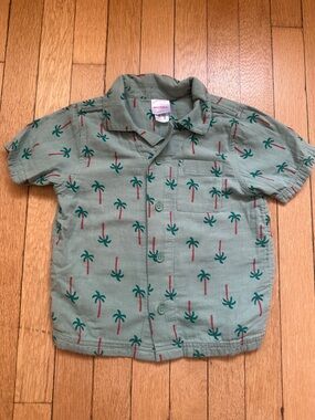 Hanna Andersson Sage Green Palm-Print Button-Down Shirt - 4T